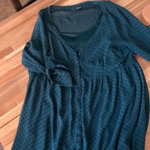 Torrid green and black polka dot dress